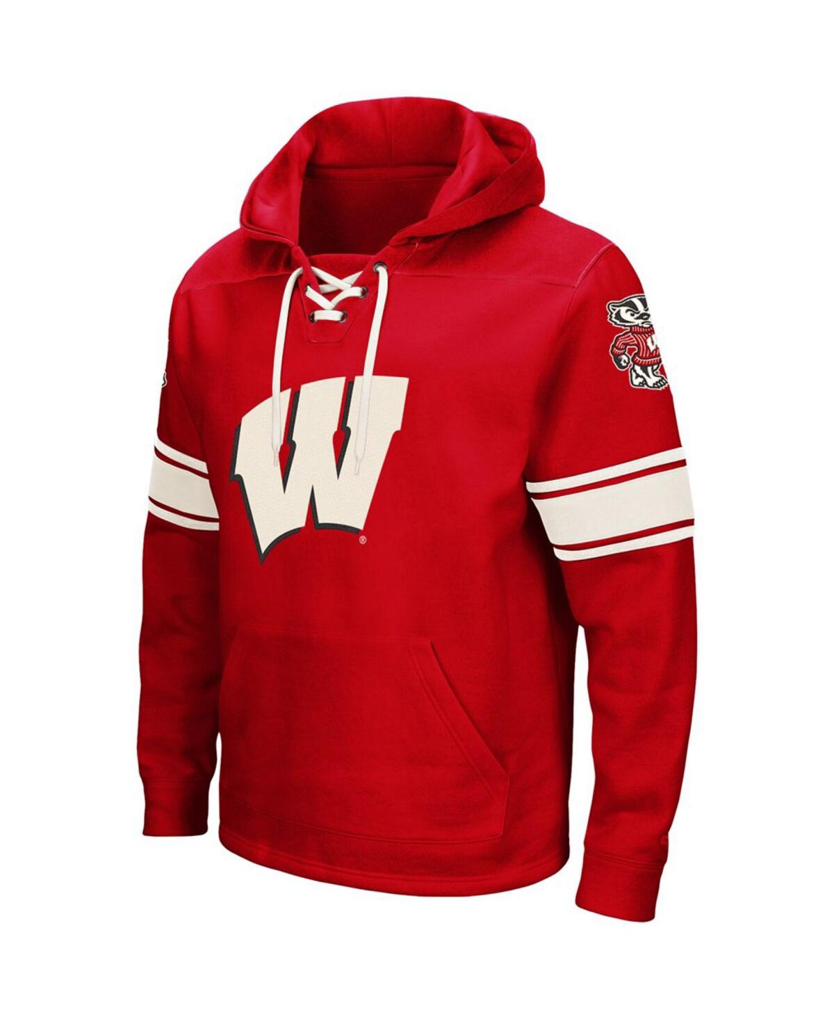 Colosseum Men's Red Wisconsin Badgers 2.0 Lace-up Pullover Hoodie In Red