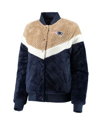 Women's Navy, Cream New England Patriots Riot Squad Sherpa Full-Snap Jacket
