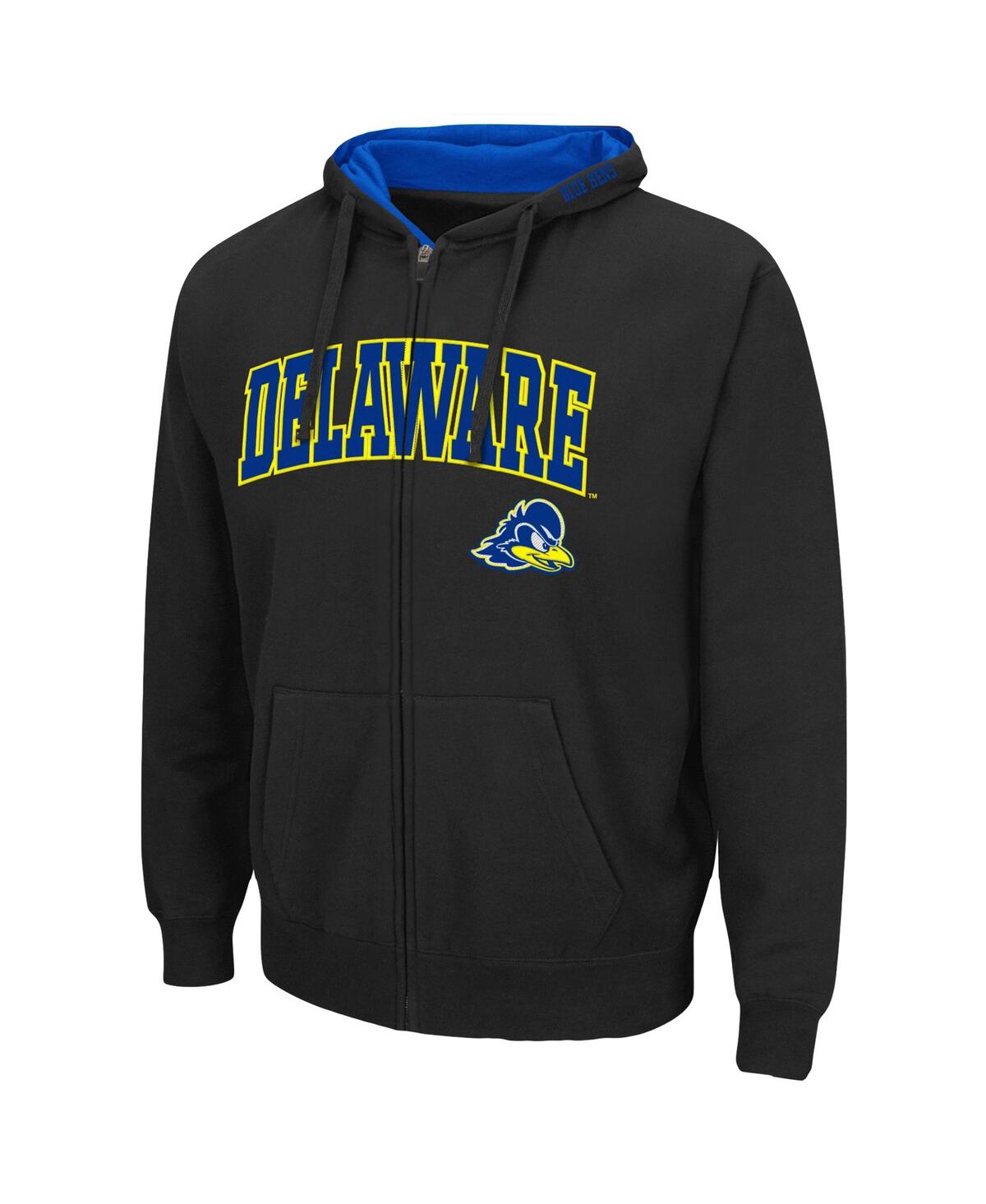 COLOSSEUM MEN'S BLACK DELAWARE FIGHTIN' BLUE HENS ARCH LOGO 3.0 FULL-ZIP HOODIE 