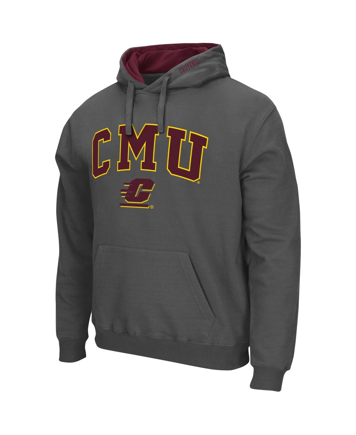Colosseum Men's Michigan Chippewas Arch And Logo Pullover Hoodie In Heathered Gray