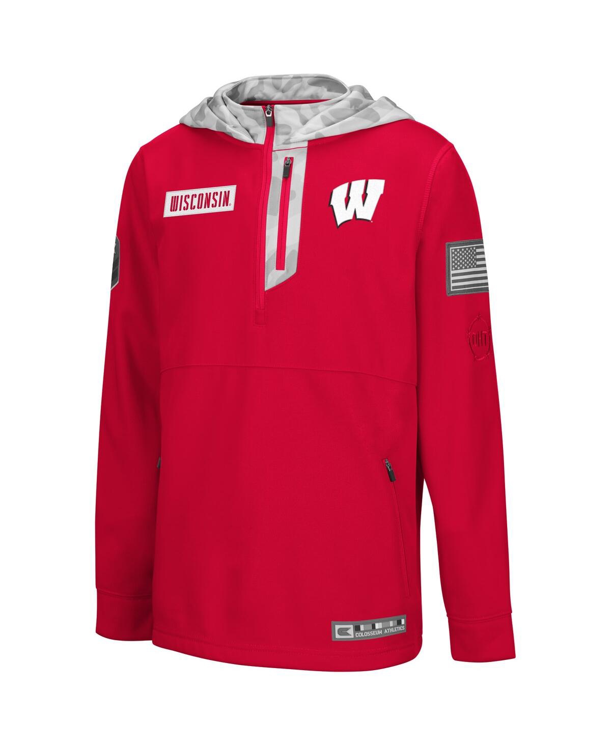 Shop Colosseum Big Boys Red, Arctic Camo Wisconsin Badgers Oht Military-inspired Appreciation Shellback Quarter-zip In Red,arctic Camo