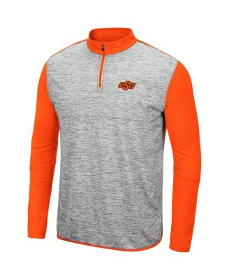 Men's Heathered Gray, Orange Oklahoma State Cowboys Prospect Quarter-Zip Jacket
