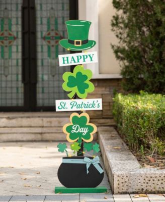 42" Lighted St. Patrick's Wooden Shamrocks Porch Decor