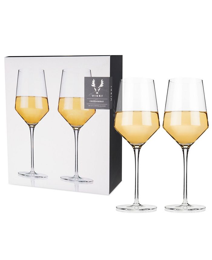 Viski Raye Angled Crystal Chardonnay Wine Glasses Set Of 2 13 Oz And Reviews Glassware