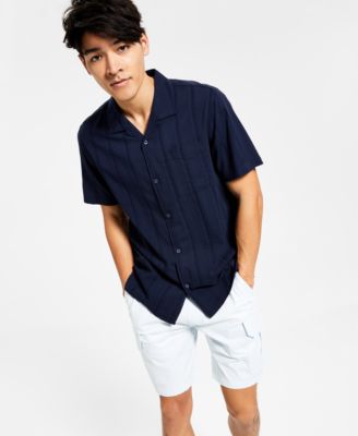 Men's Easton Dobby Short-Sleeve Button-Up Camp Shirt, Created for Macy's