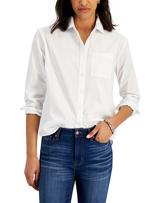 Style & Co Petite Button-Down Boyfriend Shirt, Created for Macy's - Macy's