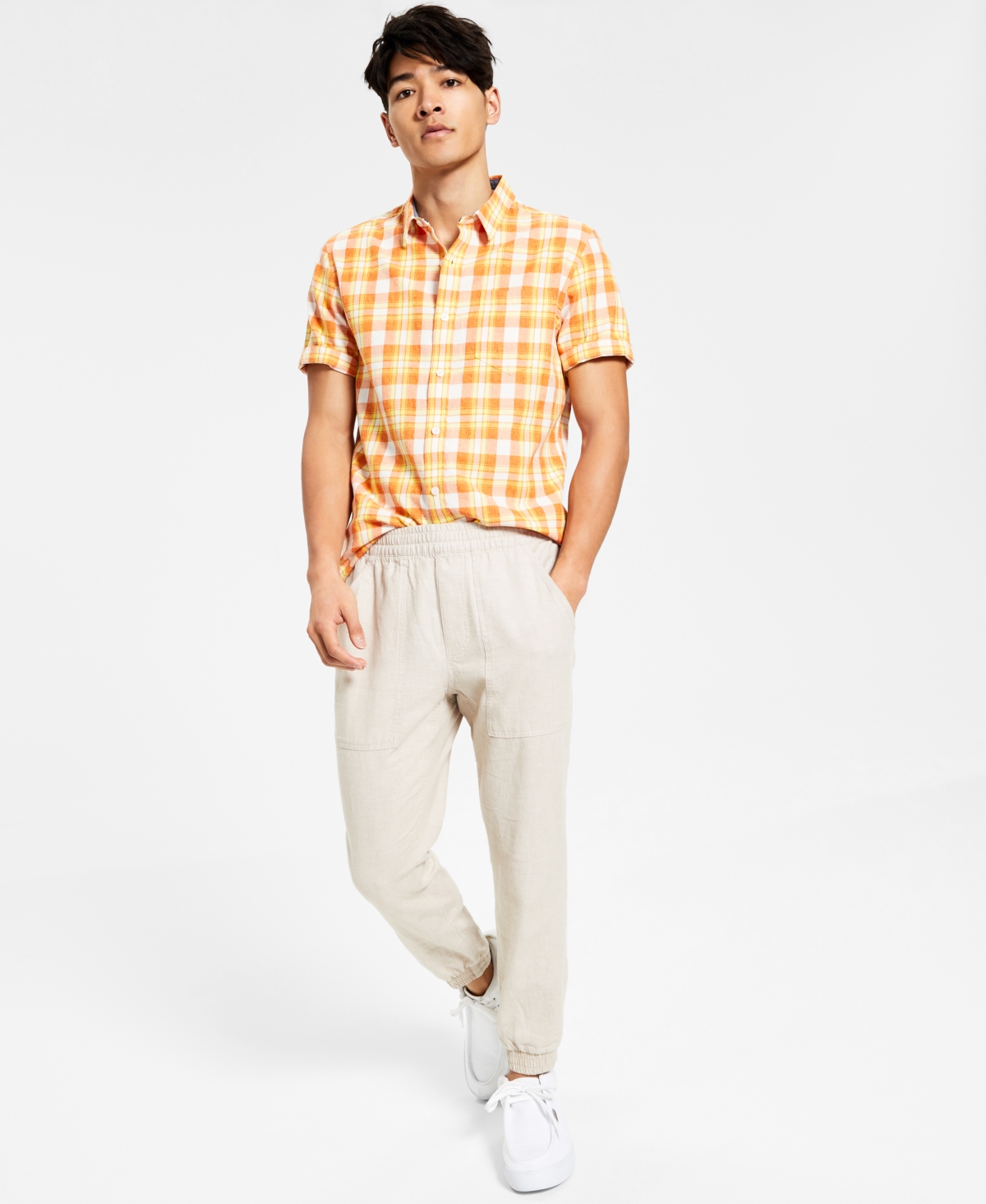 Shop Sun + Stone Men's Charles Linen Jogger Pants, Created For Macy's In Sand Tan