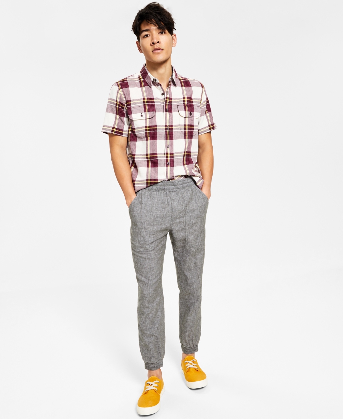 Shop Sun + Stone Men's Charles Linen Jogger Pants, Created For Macy's In Forest Night