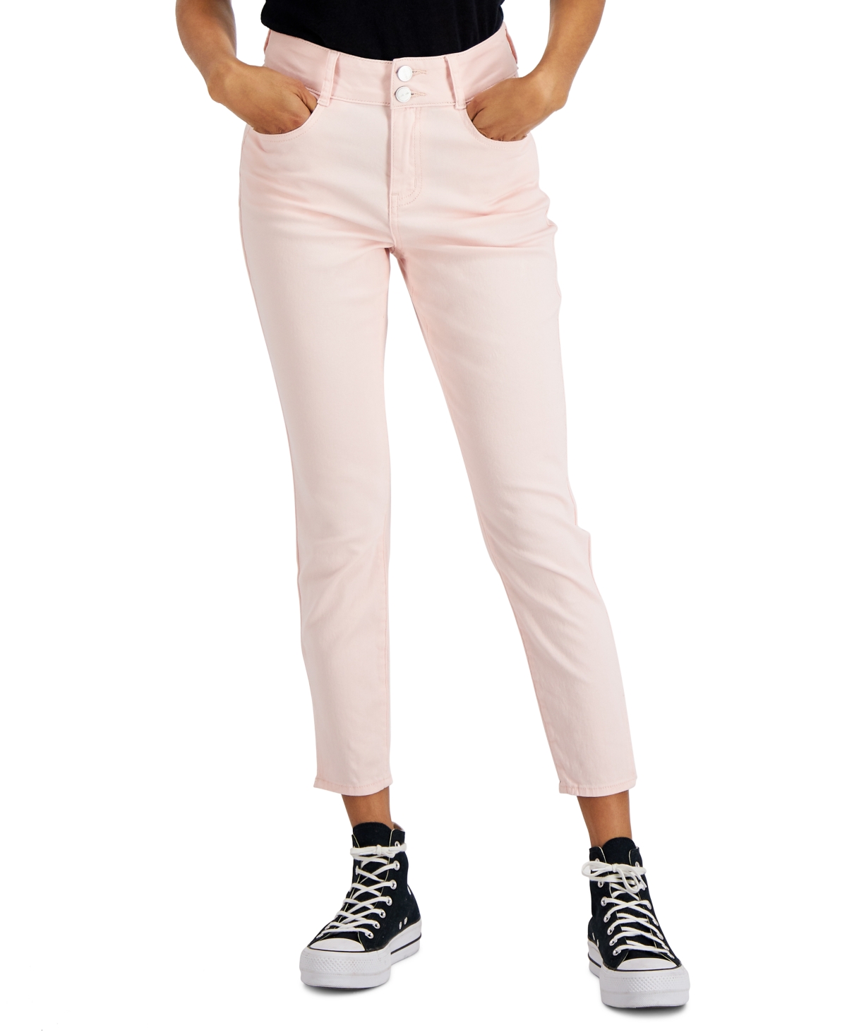 Dollhouse Juniors' Double-button Skinny Jeans In Cotton Candy | ModeSens