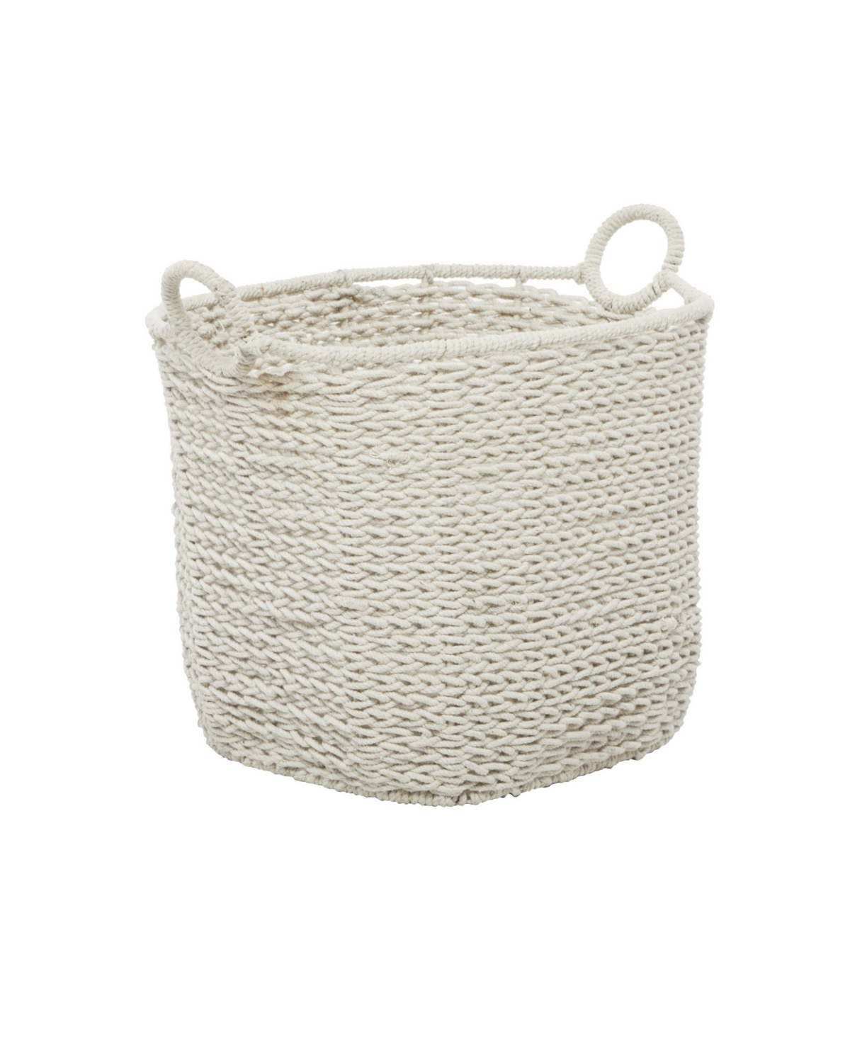 Rosemary Lane Cotton Bohemian Storage Basket, 18" X 22" In White