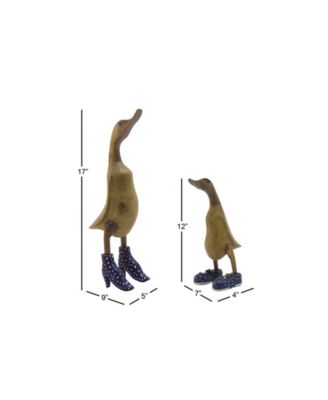 Bamboo Coastal Duck Sculpture, Set of 2