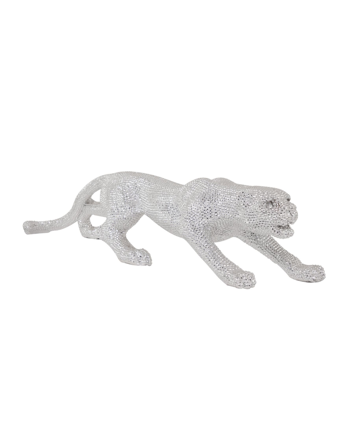 Rosemary Lane Glam Leopard Sculpture, 11" X 42" In Silver-tone