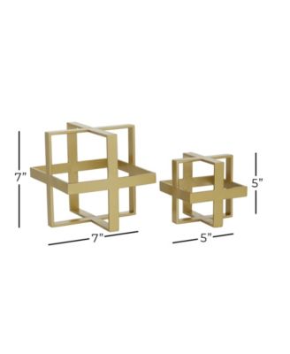 Metal Glam Geometric Sculpture, Set of 2