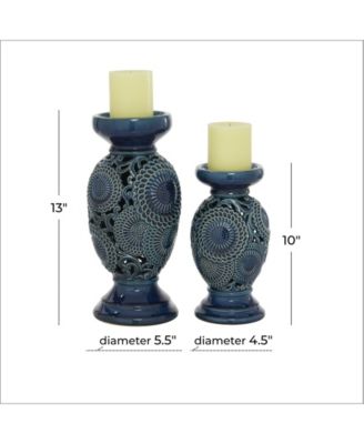 Ceramic Eclectic Candle Holder, Set of 2