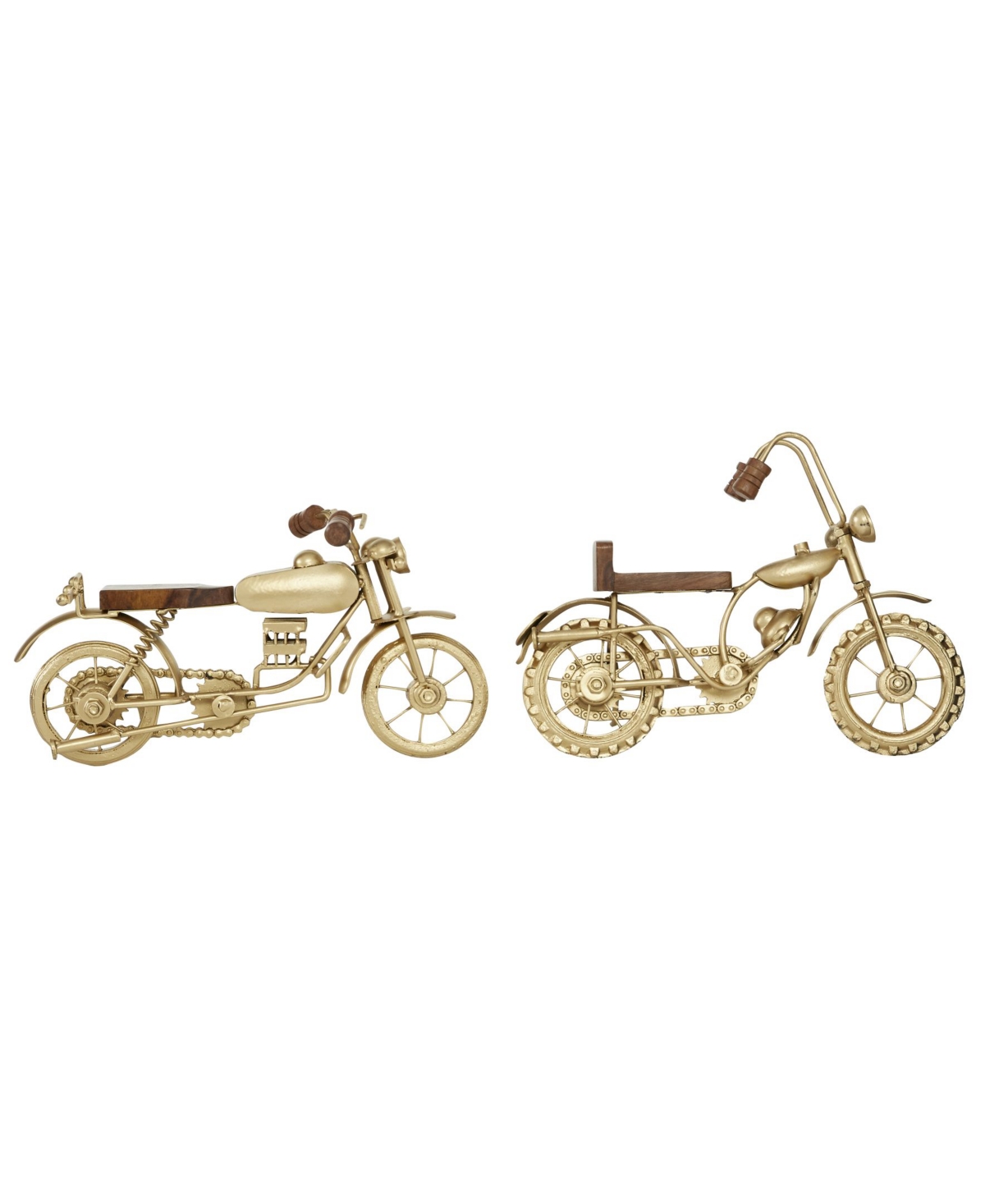 Rosemary Lane Metal Contemporary Motorcycle Sculpture, Set Of 2 In Gold-tone