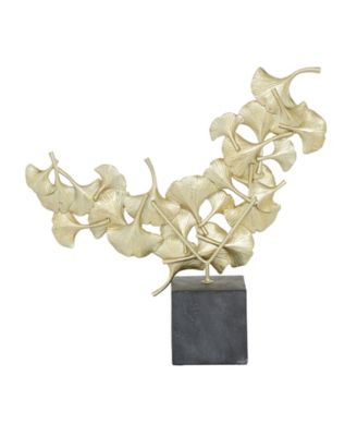 by Cosmopolitan Polyresin Contemporary Gingko Leaf Sculpture, 17" x 18"