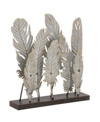 Metal Contemporary Feather Sculpture, 21" x 20"
