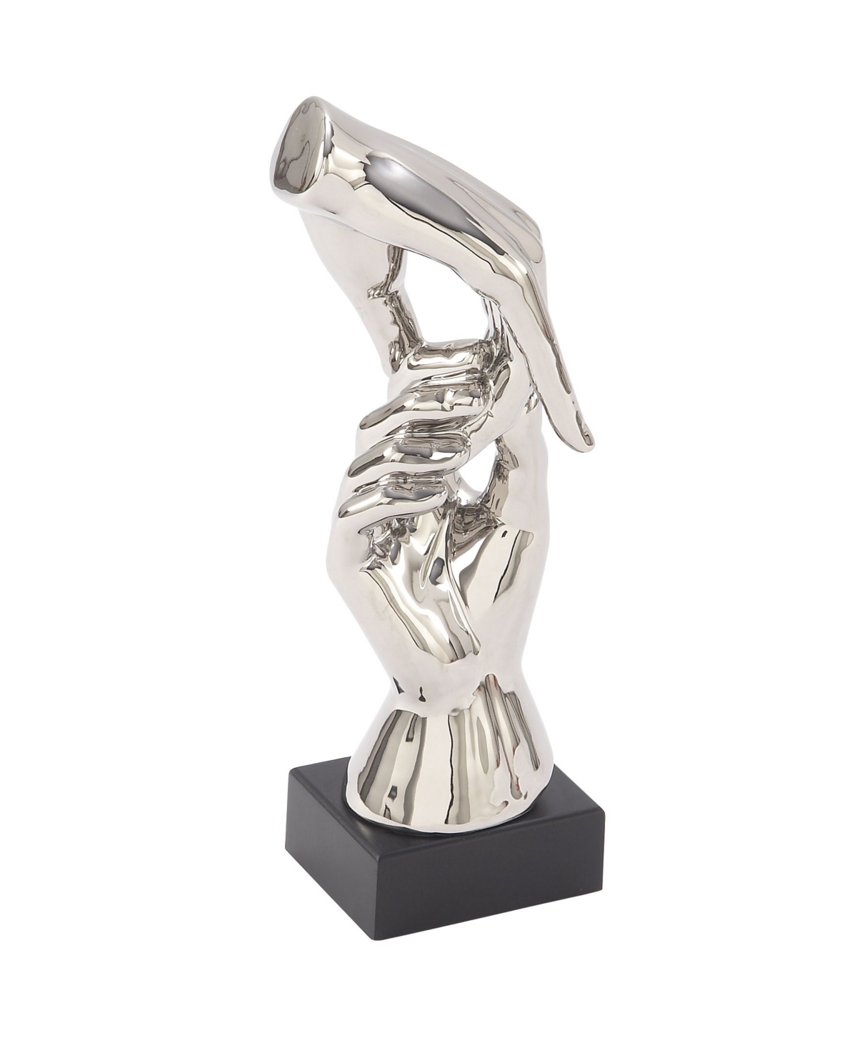 Rosemary Lane Ceramic Abstract Hand Sculpture, 5" X 4" In Silver-tone
