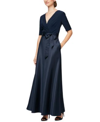 Alex Evenings Surplice Belted Ball Gown - Macy's