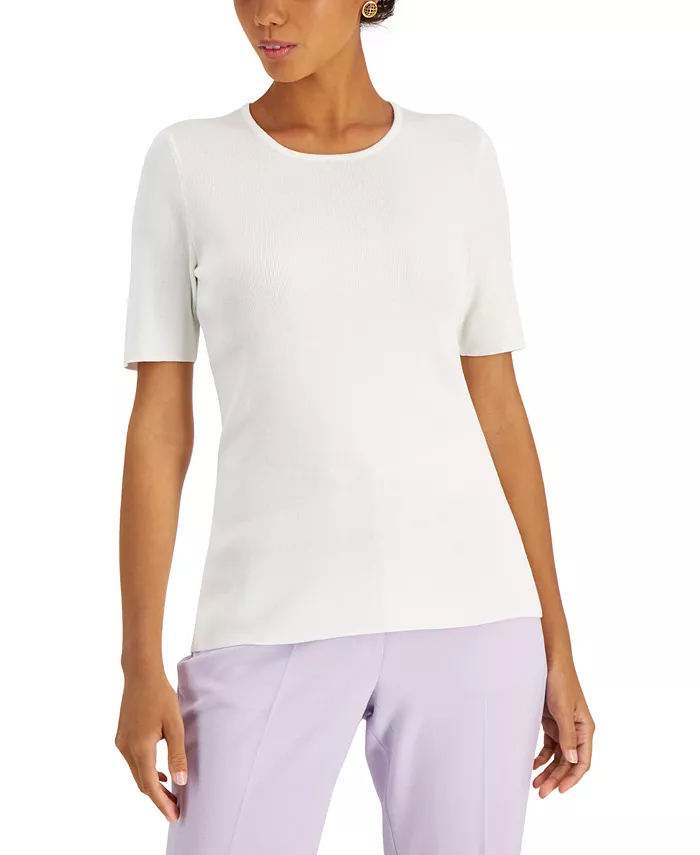 Women's Fine-Rib Crewneck Sweater T-Shirt - thumbnail 2
