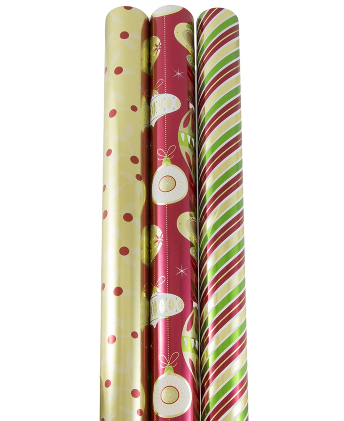 Assorted Gift Wrap 75 Square Feet Christmastime Christmas Foil Wrapping Paper Rolls, Pack of 3 - Assorted