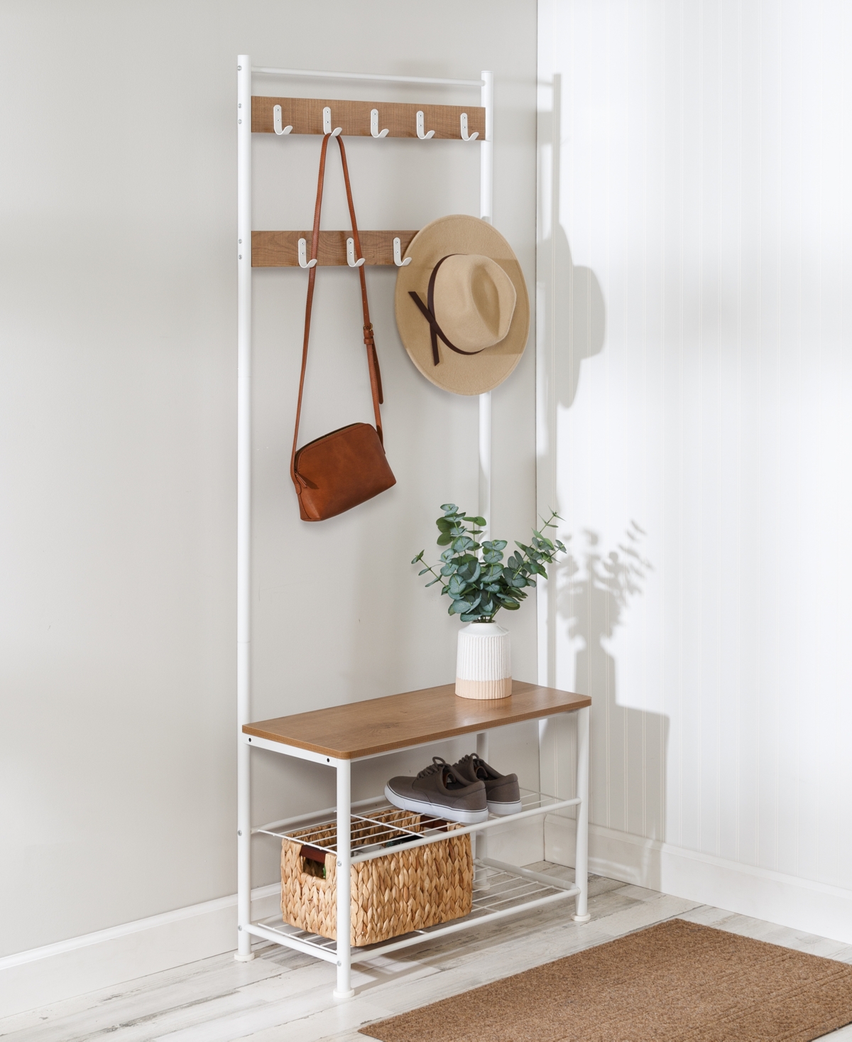 Honey Can Do Entryway Hall Tree With Storage In White