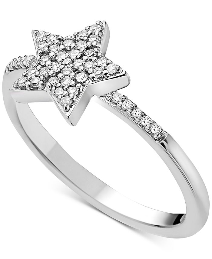 Macy's - Diamond Pav&eacute; Star Ring (1/6 ct. t.w.) in Sterling Silver