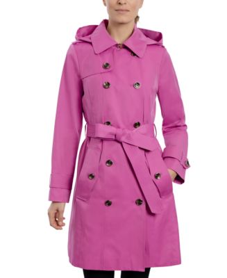 London Fog Women's Petite Hooded Double-Breasted Trench Coat - Macy's