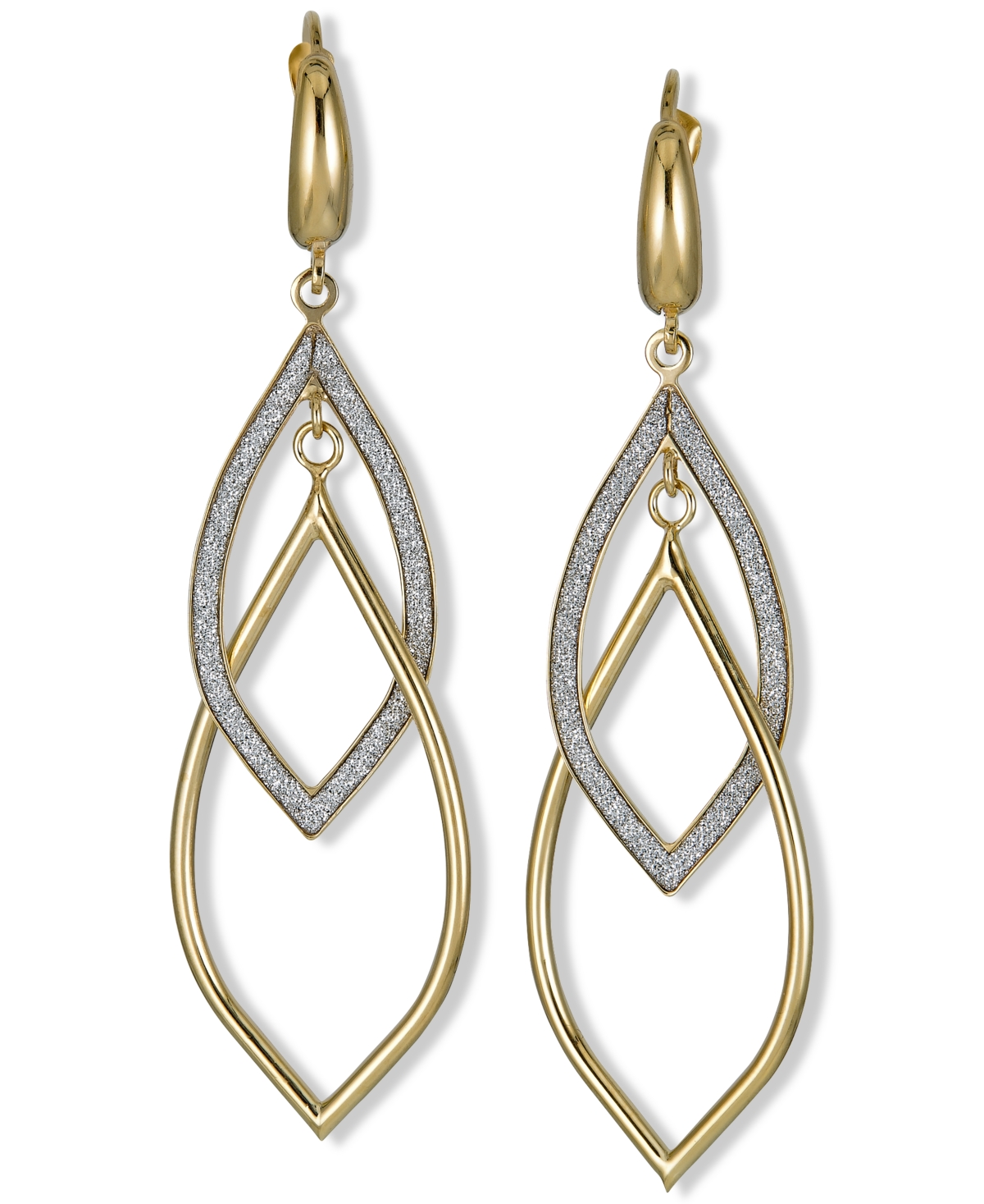 Glitter Orbital Drop Earrings in 10k Gold - Two-Tone