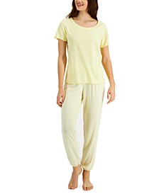 Solid Sleep T-Shirt & Smocked Jogger Pants, Created for Macy's