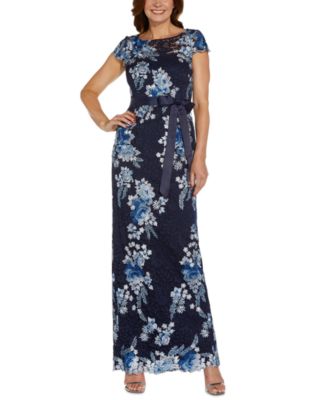 Adrianna Papell Floral-Embroidered Lace Gown - Macy's