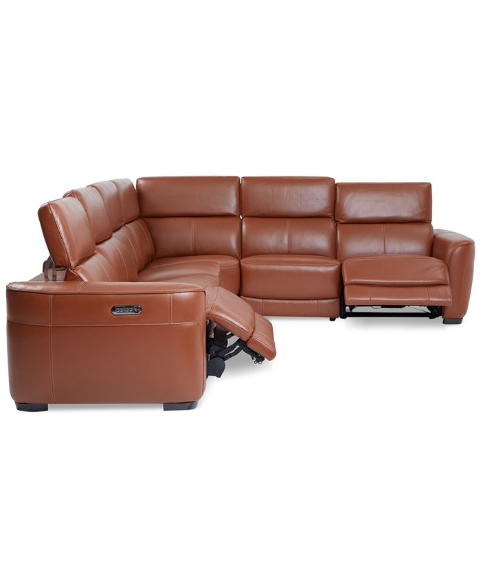 Furniture Lexanna 6Pc. Leather Sectional with 2 Power Motion Recliners