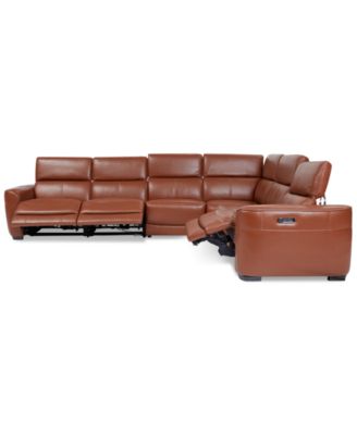 Lexanna 6-Pc. Leather Sectional with 3 Power Motion Recliners, Created for Macy's