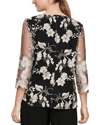 Alex Evenings Embroidered Jacket & Solid Tank - Macy's