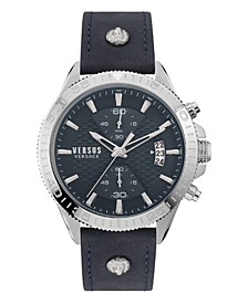 Versus by Versace Men's Griffith Blue Leather Strap Watch 46mm