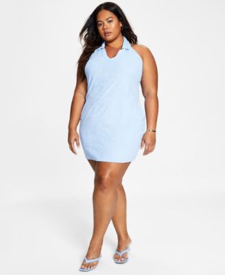 Bar III - Plus Size Terry Halter Mini Dress