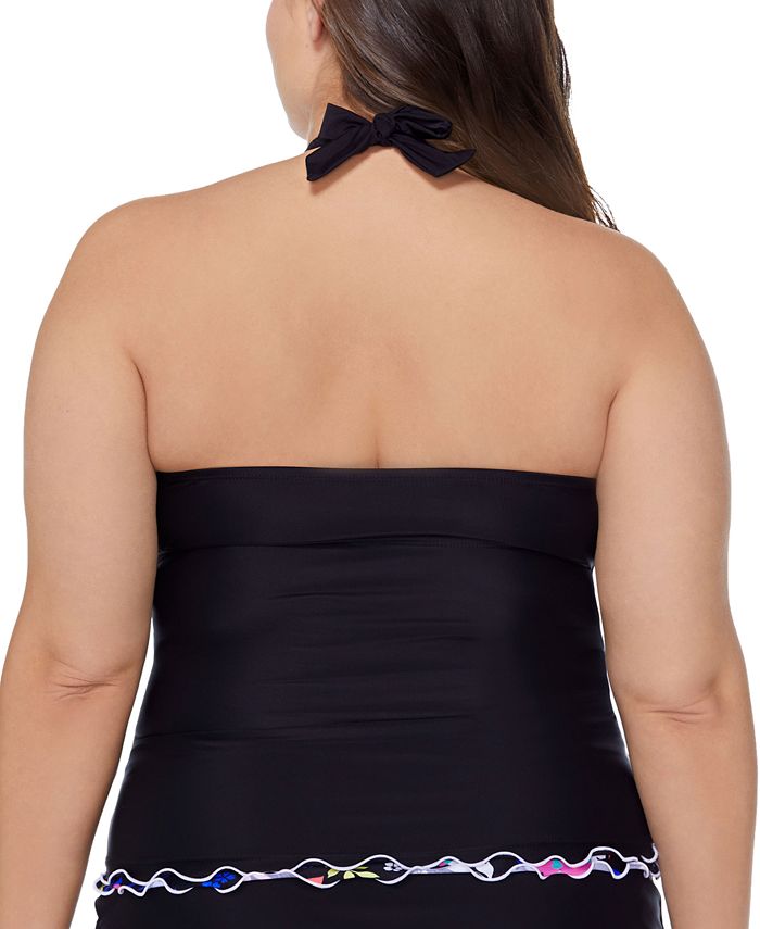 Island Escape Plus Size HalterNeck Underwire Tankini Top, Created for
