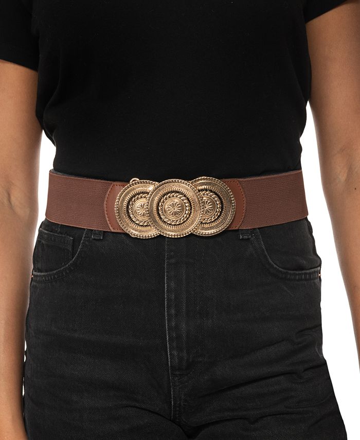 PU Panel Black Clip Elastic Wide Fashion Belt S,M & L 