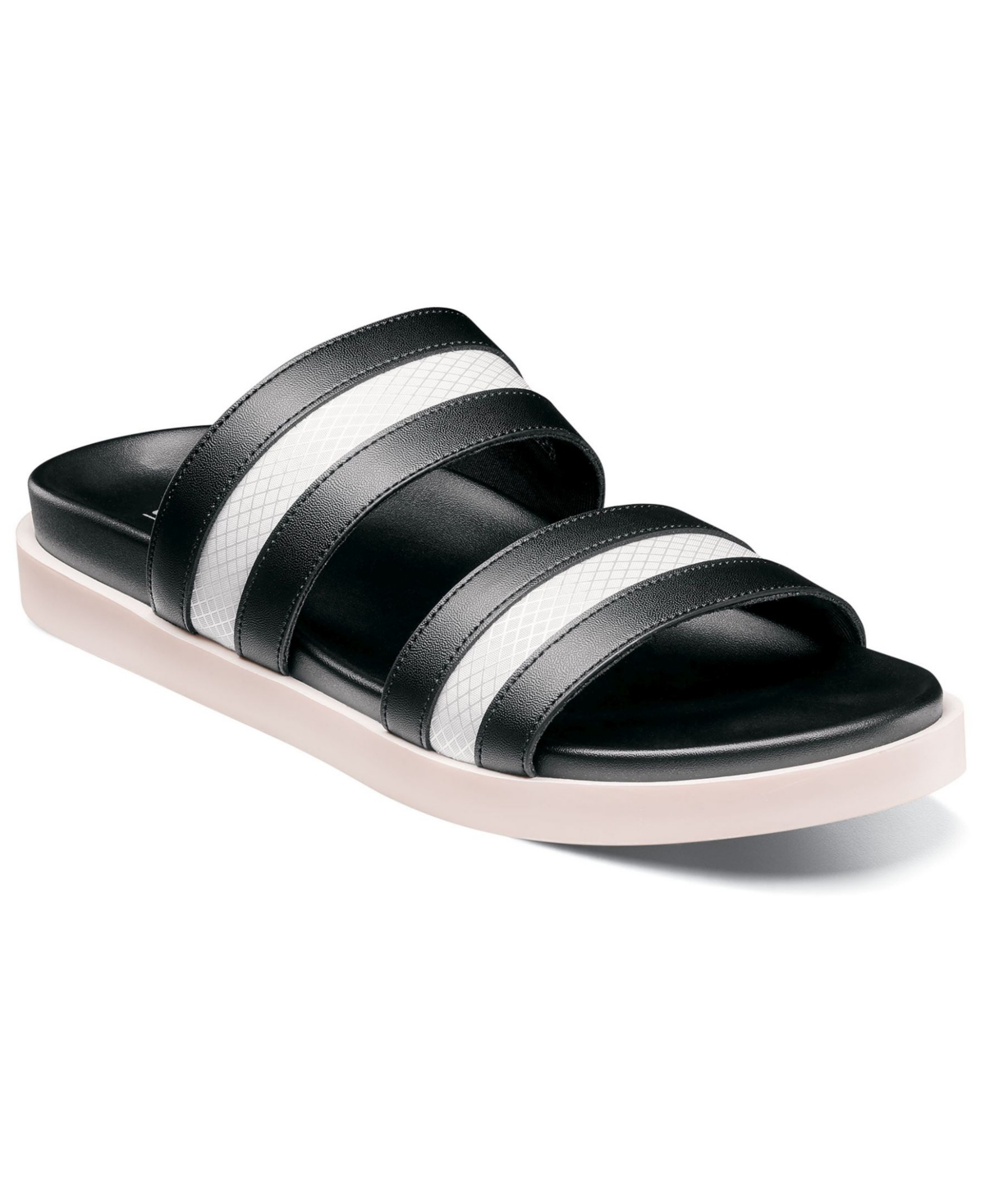 Men's Metro Double Strap Slide Sandal - Black and White
