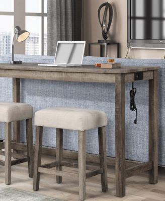 Yosef Rectangular Bar Table with 2 Usb Ports/Electrical Outlet, 60"