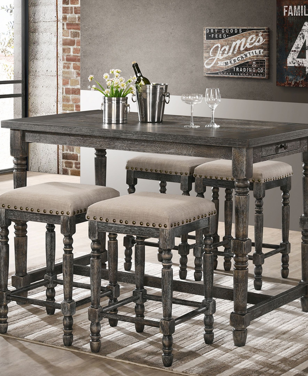 Eva Rectangular Counter Height Table,