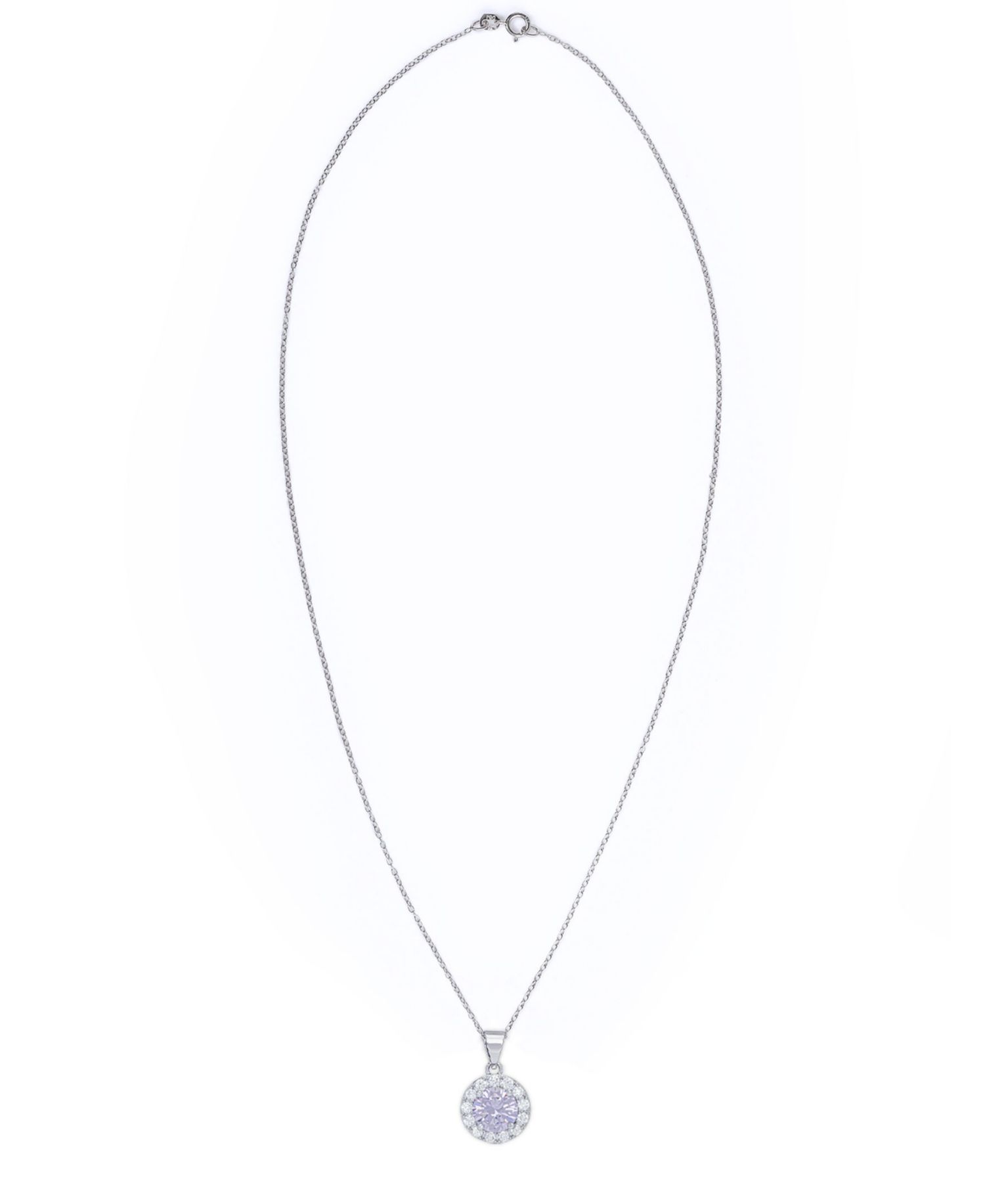Cubic Zirconia Round Halo Pendant and Earrings Set in Fine Silver Plate, 2 Piece