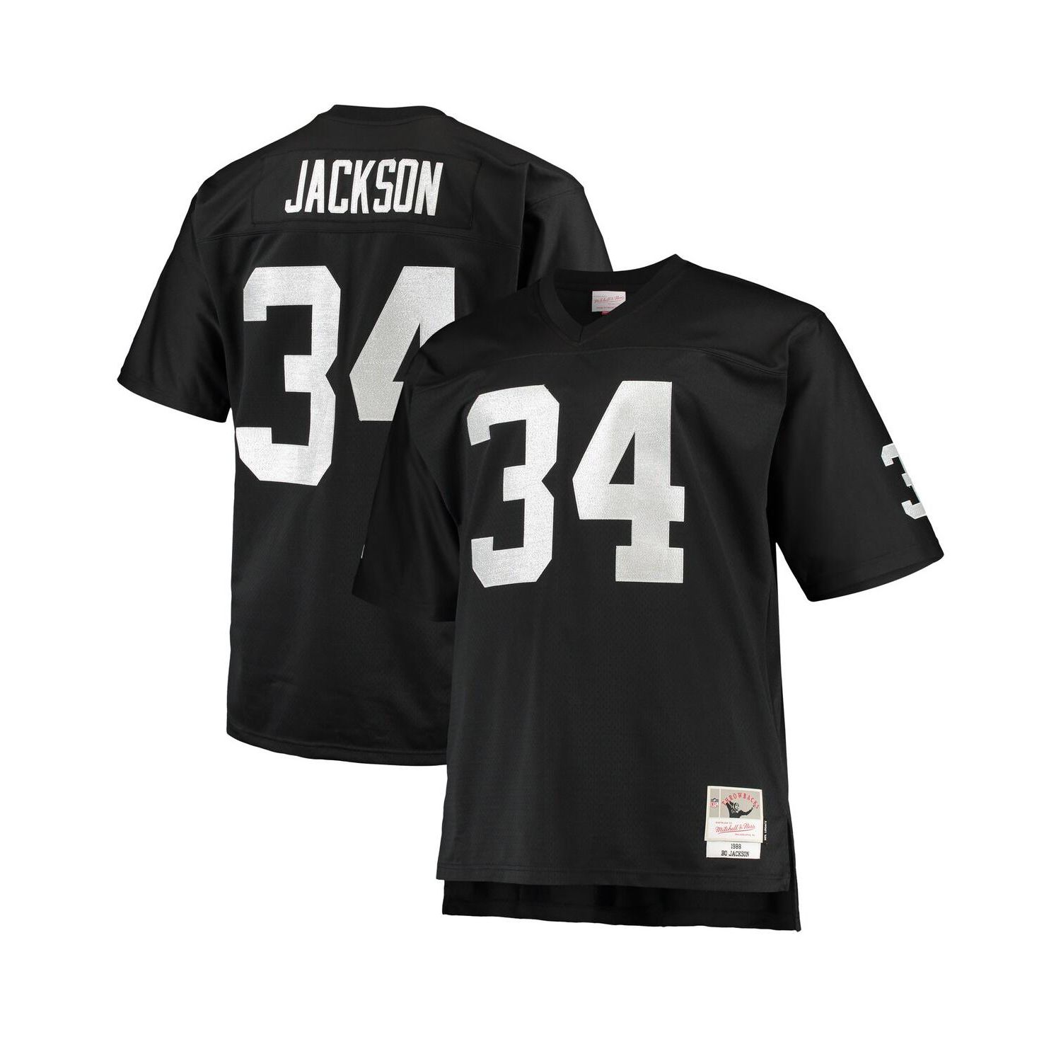 Men's Bo Jackson Black Las Vegas Raiders Big and Tall 1988 Retired Player Replica Jersey