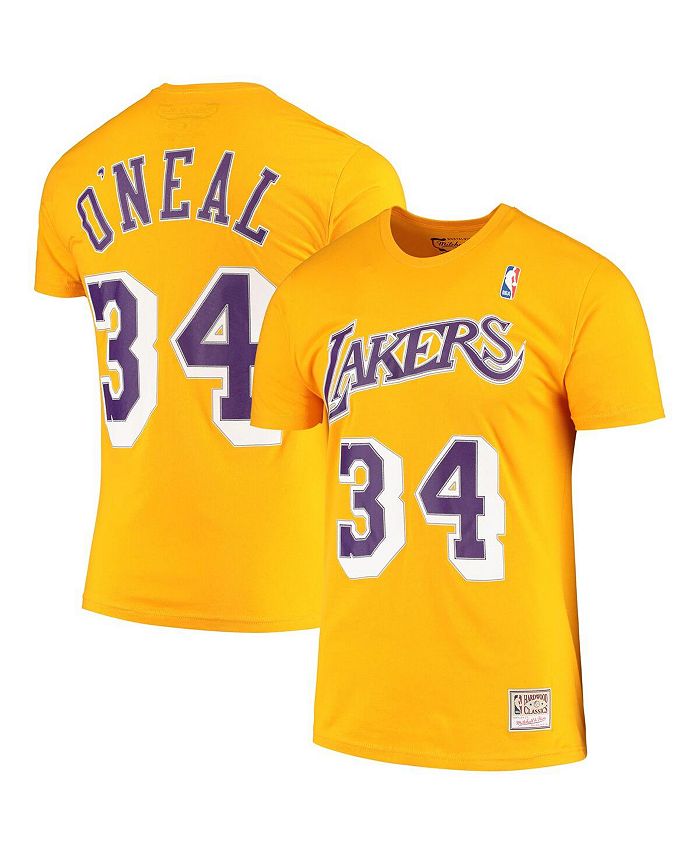 Mitchell & Ness Men's Mitchell & Ness Shaquille O'Neal Gold Los Angeles  Lakers Big Tall Hardwood Classics Jersey