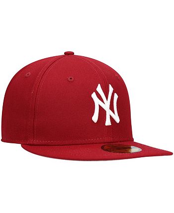 New Era Men's Cardinal New York Yankees Logo White 59FIFTY Fitted Hat ...