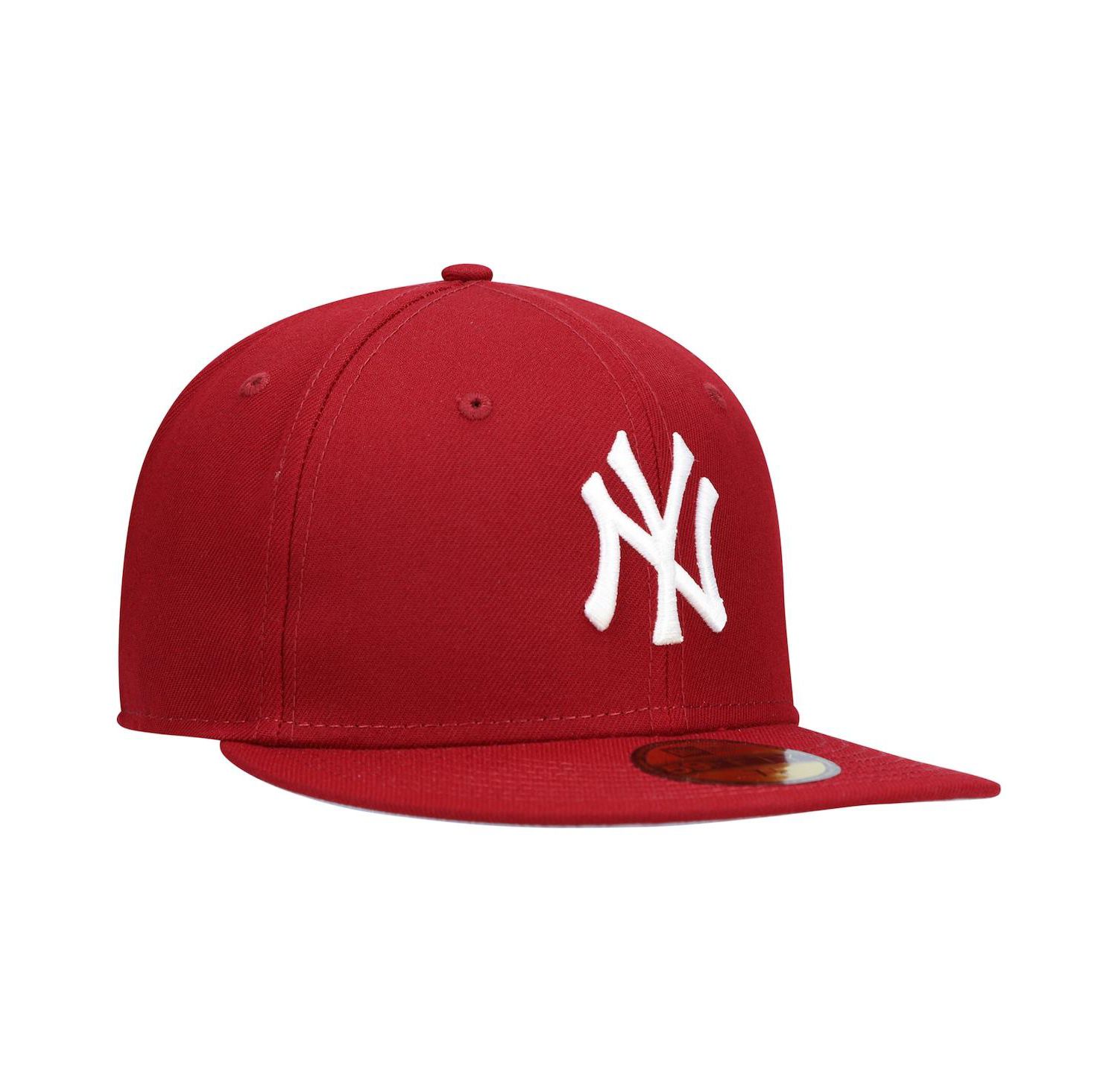 Men's Cardinal New York Yankees Logo White 59FIFTY Fitted Hat