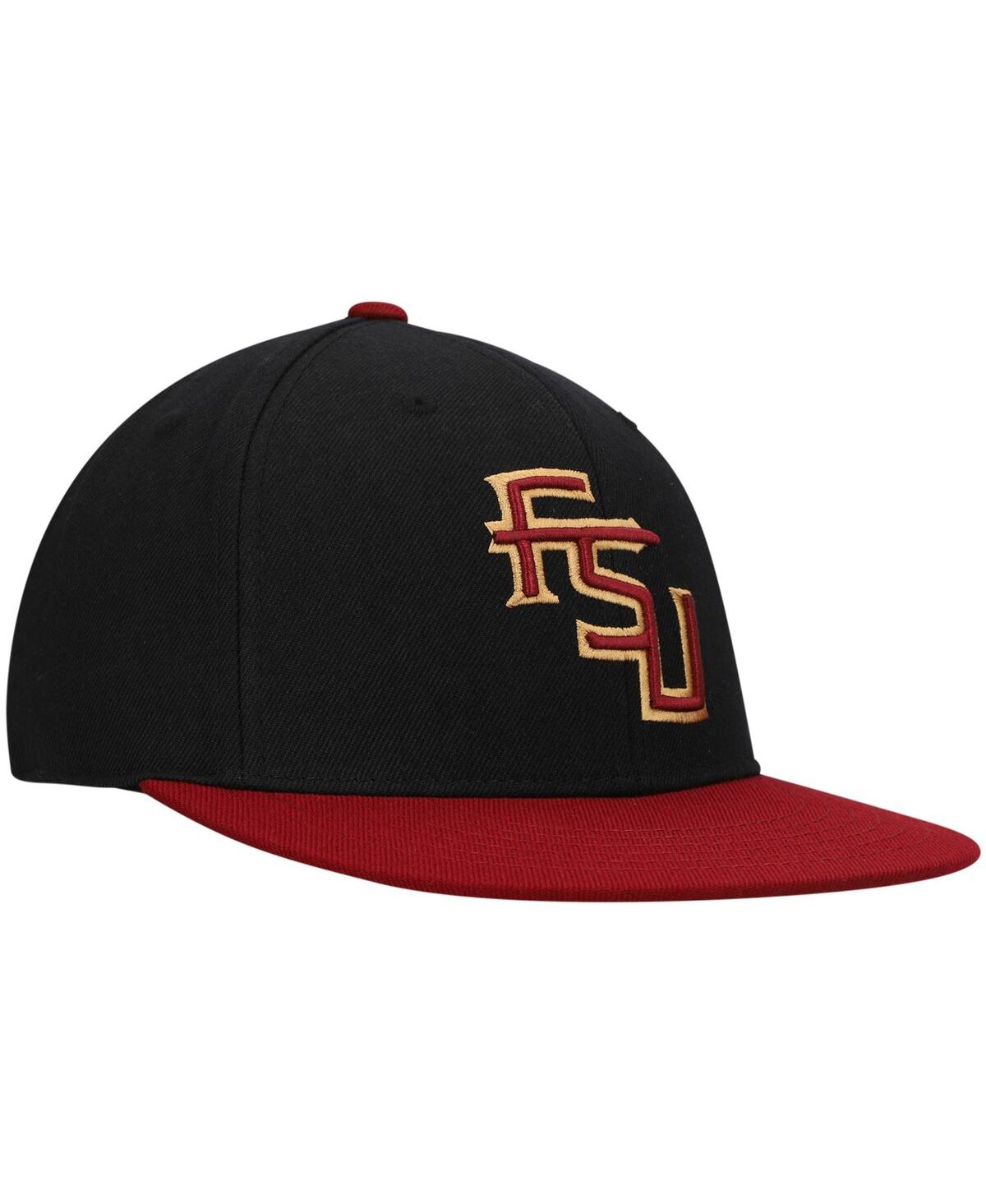 Top Of The World Men's Black And Garnet Florida State Seminoles Team Color Two-tone Fitted Hat In Black,garnet