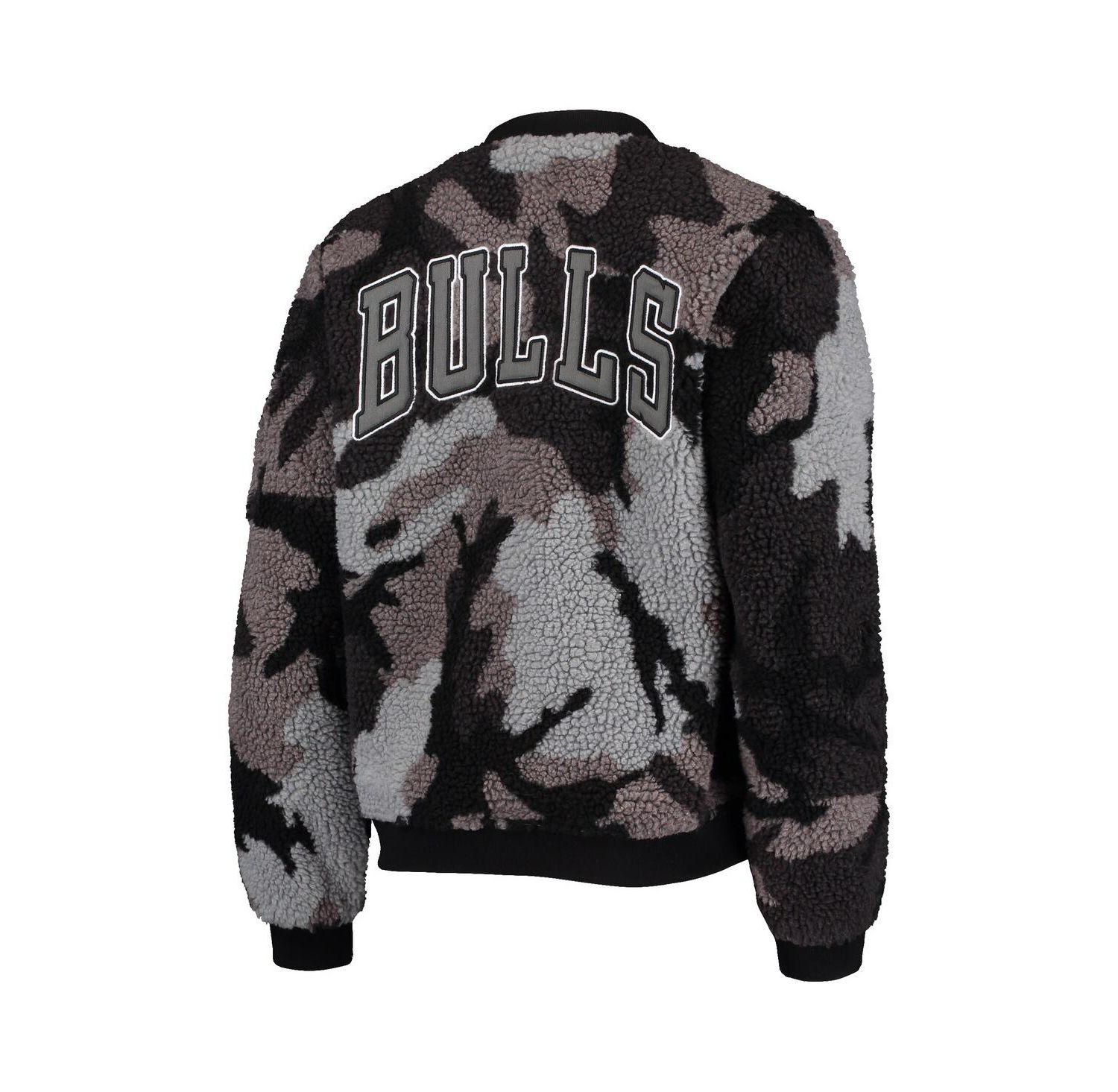 Women's Black Chicago Bulls Camo Sherpa Full-Zip Bomber Jacket