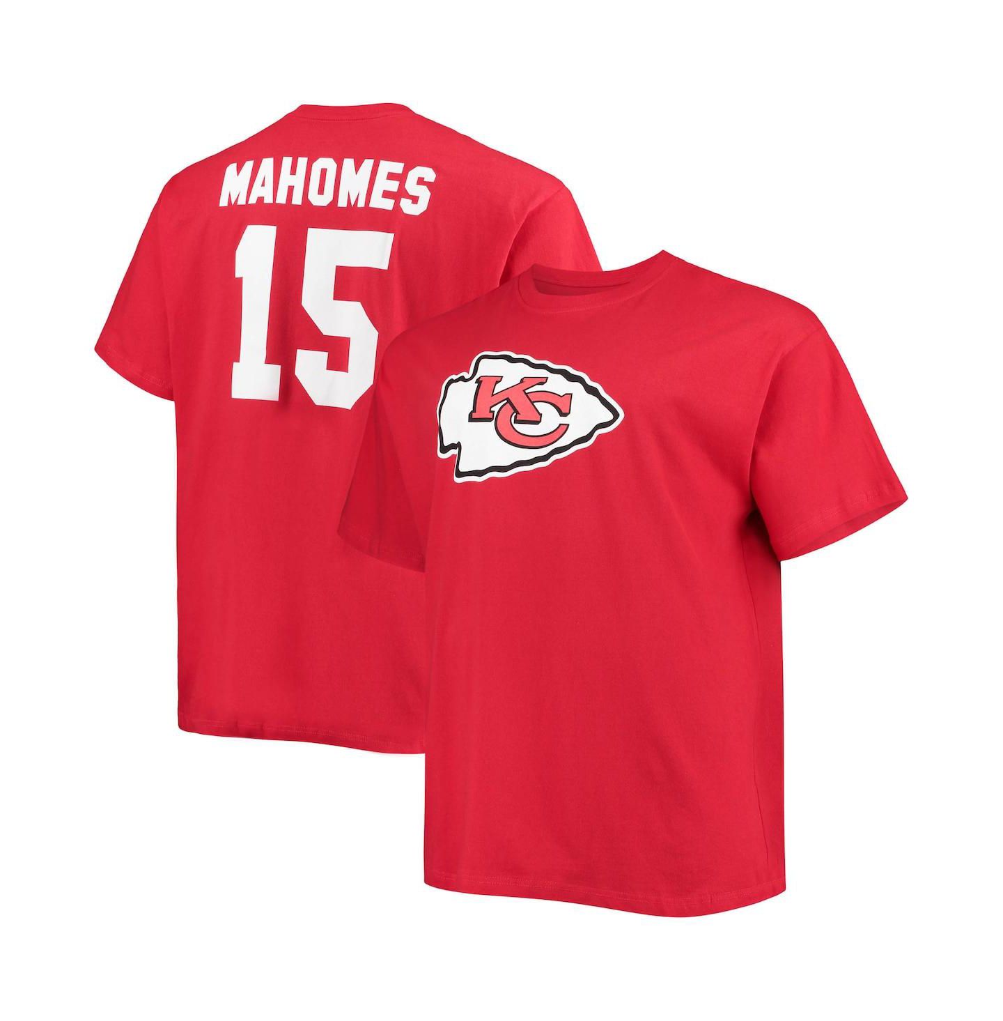 Мужская футболка Fanatics Patrick Mahomes Red Kansas City Chiefs Big and Tall Player Name and Number — фото 1