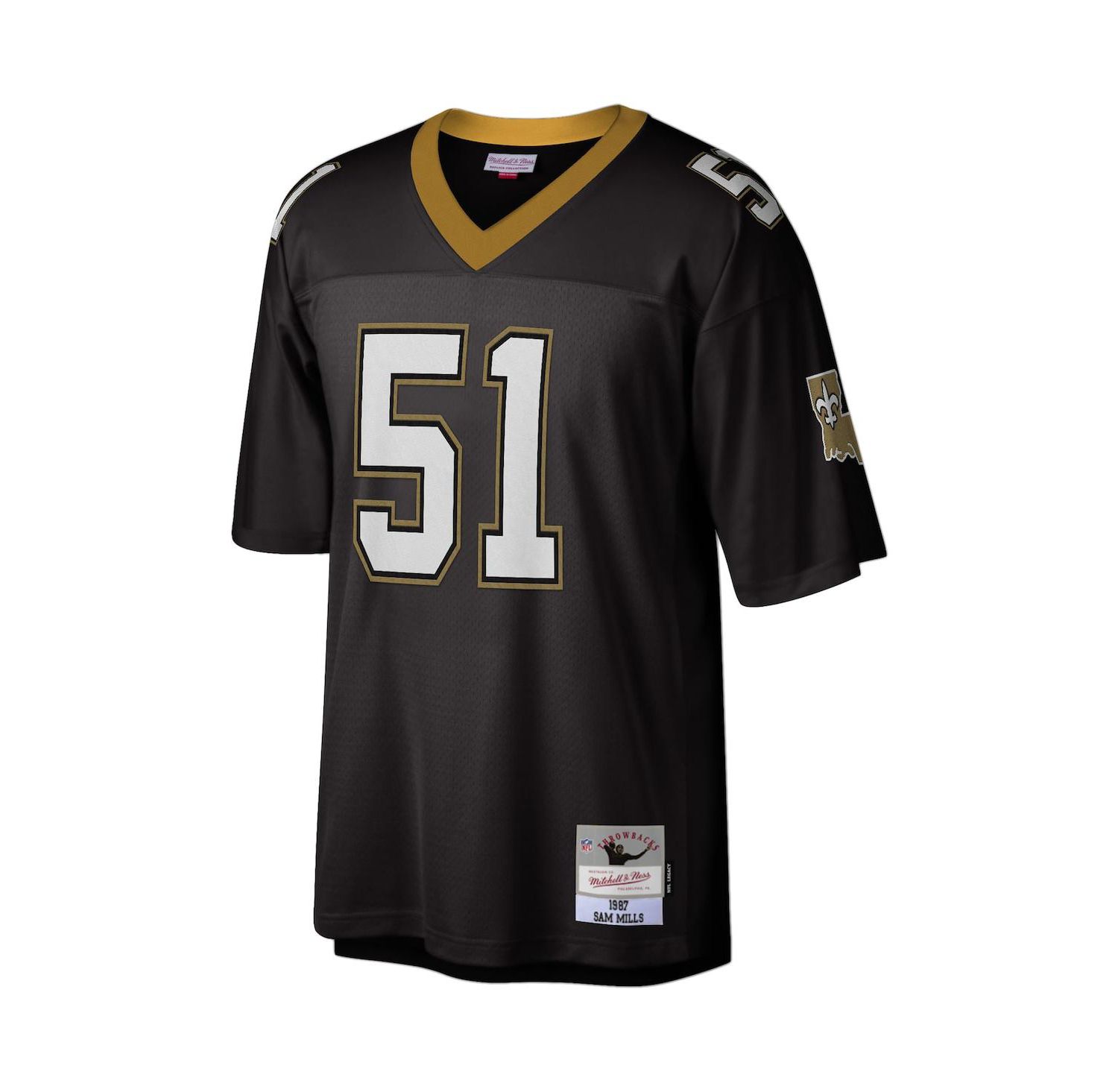 Men's Sam Mills Black New Orleans Saints 1987 Legacy Replica Jersey